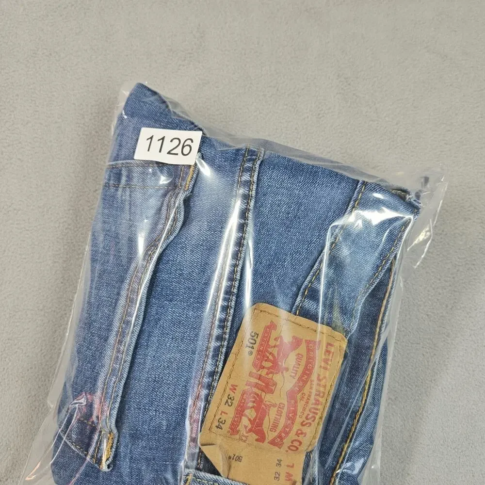Levis 501 Jeans Mens 32x34 Fits (31.5x33) Blue Button‎ Fly Denim Pants Straight